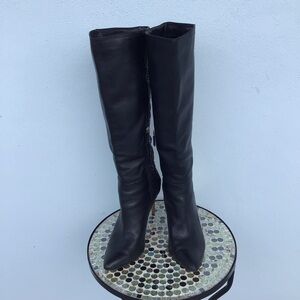 BCBGMaxAzria Tooled Leather Knee High Boots Half Zip Closure